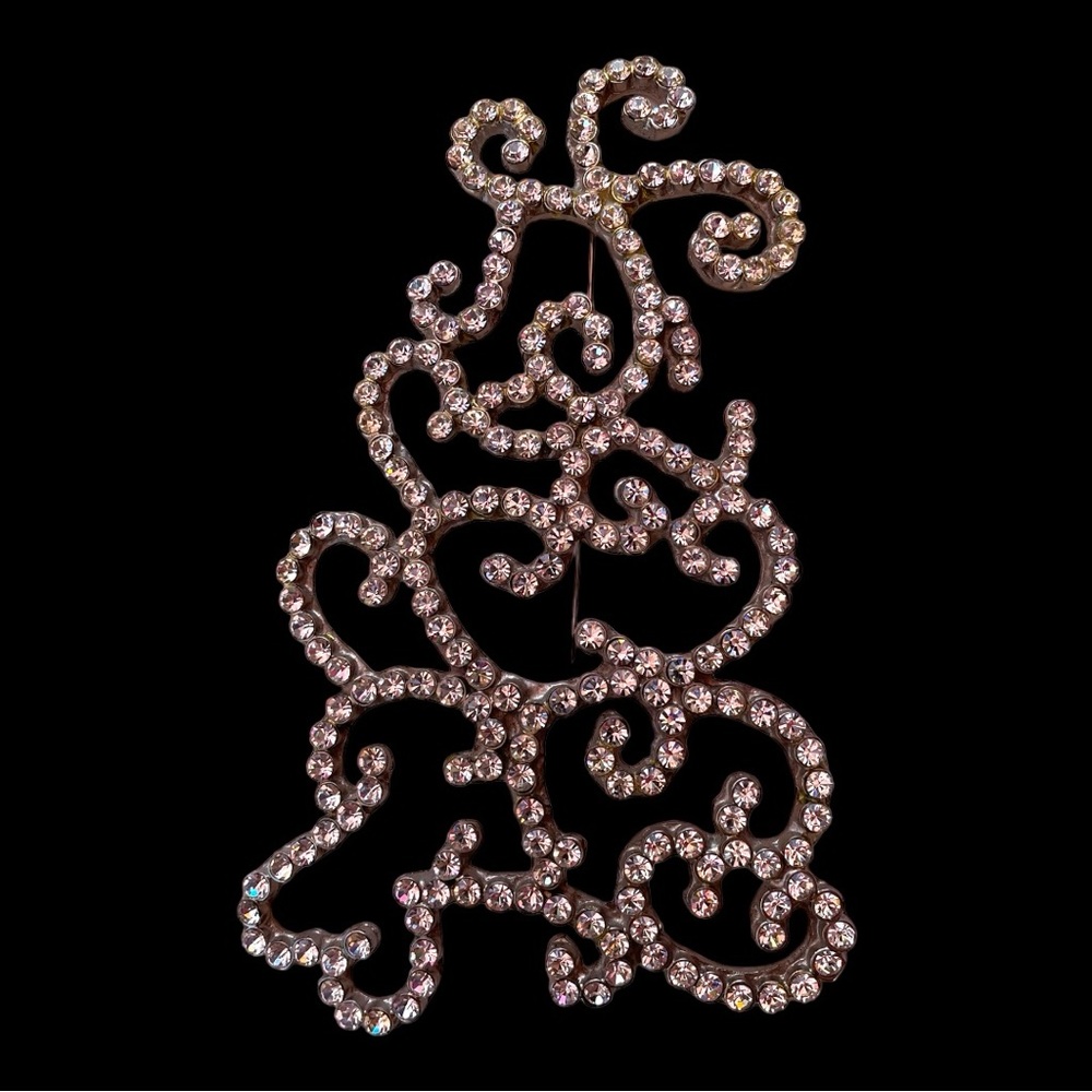 Vtg Gianni Versace Rhinestone Baroque Scroll Brooch Pin Made in Italy